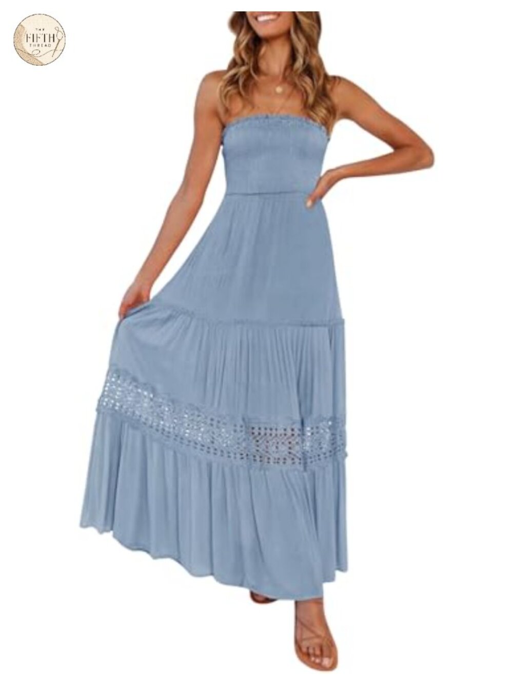 Strapless Boho Maxi Dress Sleeveless Backless Ruffled Summer Vacation